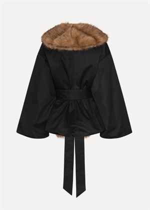 Donatella short fake fur collar jakke Black ROTATE
